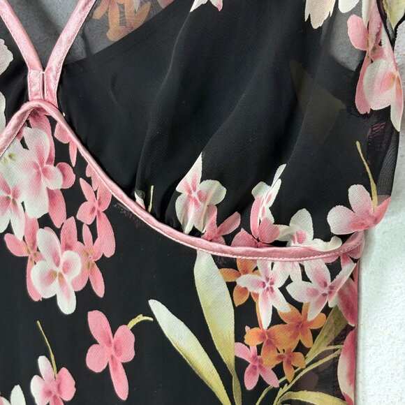 90s Rampage Babydoll Dress Sz 9 Whimsigoth Floral Sheer Asymmetrical Hem Fairy‎ - Picture 13 of 13